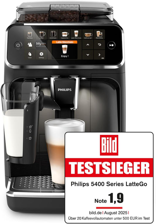 Espressomaschine der Serie 5400 (EP5441/50)–Genießen Sie 12 Getränke,schnell reinigendes LatteGo,intuitives TFT-Display,anpassbare Kaffeeeinstellungen